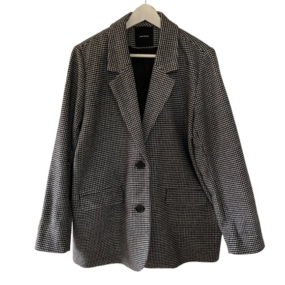Plaid Loose Fit Houndstooth Single Breasted Wool Blend Blazer XL - Picture 3 of 16